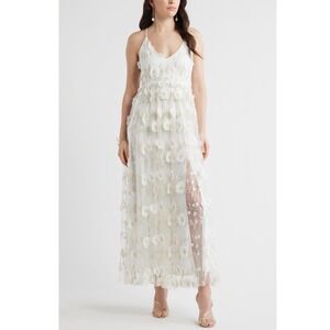 Chelsea28 3D Floral Applique Maxi Dress New!